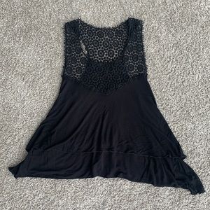 Black flowy crochet top